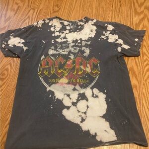 AC/DC Charcoal and Cream Tie-Dye Tee